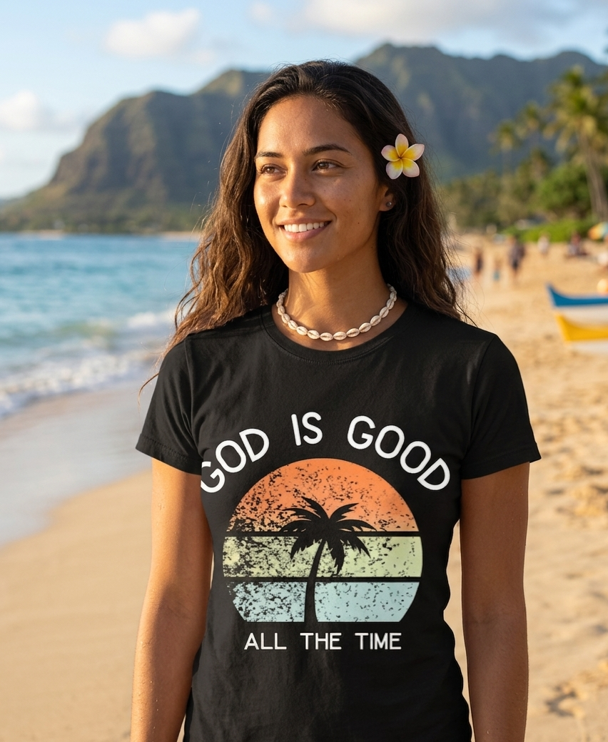 “God is good” tropical faith graphic tee