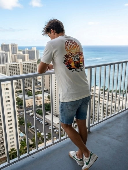 "The Light Shines" DTF Graphic Tee – Sunset Matthew 5:16 Edition